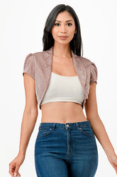 Women’s Sparkling Shimmer Cropped Shrug Bolero Cardigan | Zarnesh